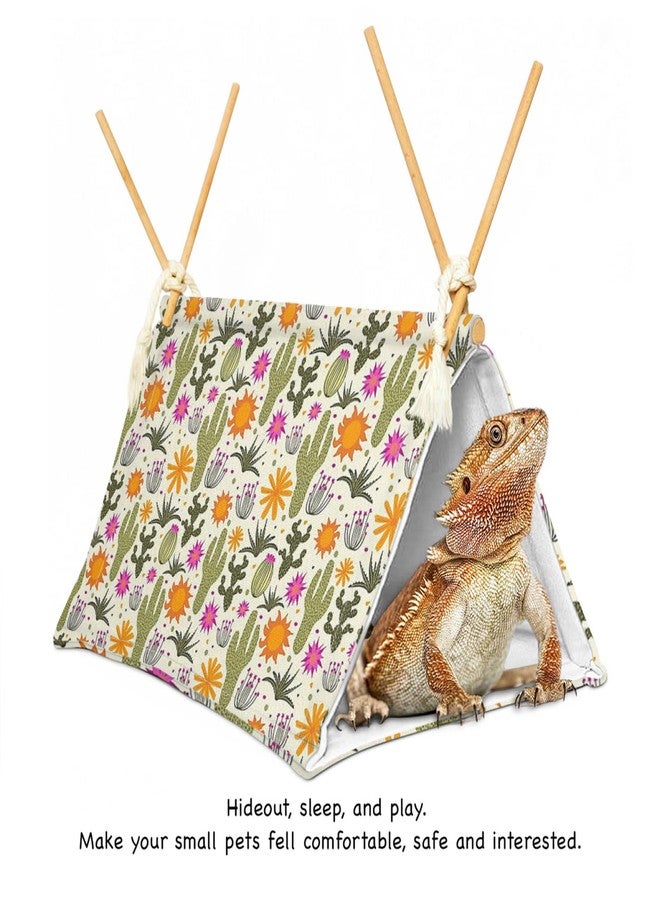 Aipush Bearded Dragon Reptile Sleeping Bed Tent Hide Tank Decor Accessories Habitat Shelter for Lizard Bearded Dragon Leopard Gecko (Cactus 1) - Image 2